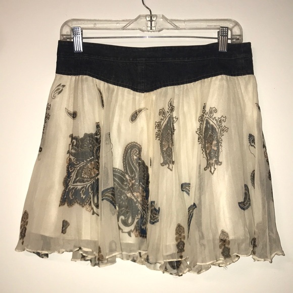 E by ECI Denim Yolk Pleated Skirt Sz Small - Picture 2 of 7